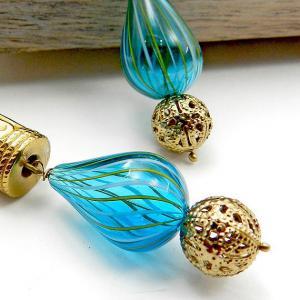 Blue And Gold Hand Blown Glass Earrings - Fashion..