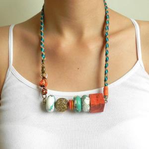 Bright Colorful Statement Necklace With Turquoise..