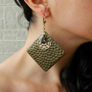 Large Chunky Bronze Earrings - Fashion Jewelry..