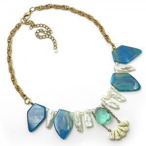 Gemstone Necklace With Pearls And Aqua Blue Agate
