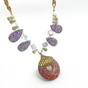 Purple Gemstone Necklace With Amethyst And Agate