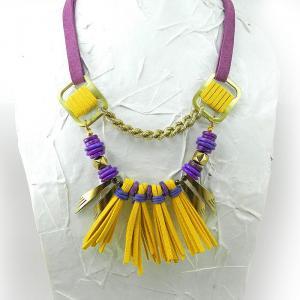 Edgy Bold Bright Yellow Statement Necklace With..
