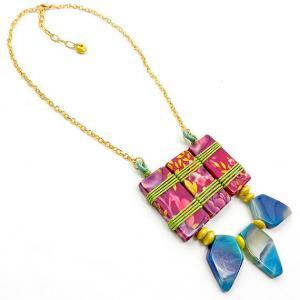 Bright Colorful Funky Statement Necklace - Tribal..