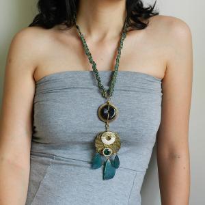 Ornate Statement Necklace In Emerald Green And..