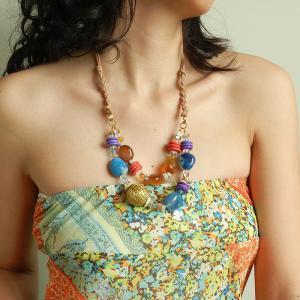 Bright Multicolred Layered Beaded Necklace