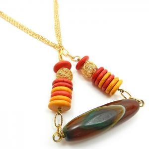 Orange Gemstone Ombre Necklace - Statement Jewelry