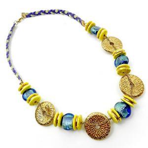Aqua And Gold Beaded Necklace