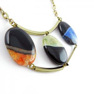Geometric Stone Necklace - Colorful Agate Necklace..