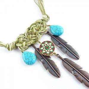 Tribal Feather Necklace - Chunky Tribal Necklace -..