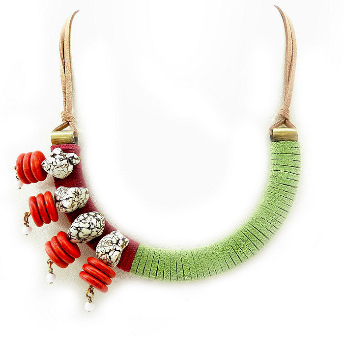 Quirky Modern Bib Necklace Funky Folk Jewelry on Luulla