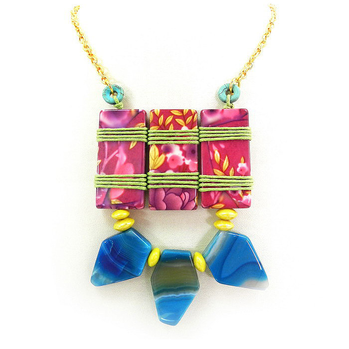 Bright Colorful Funky Statement Necklace - Tribal Jewelry